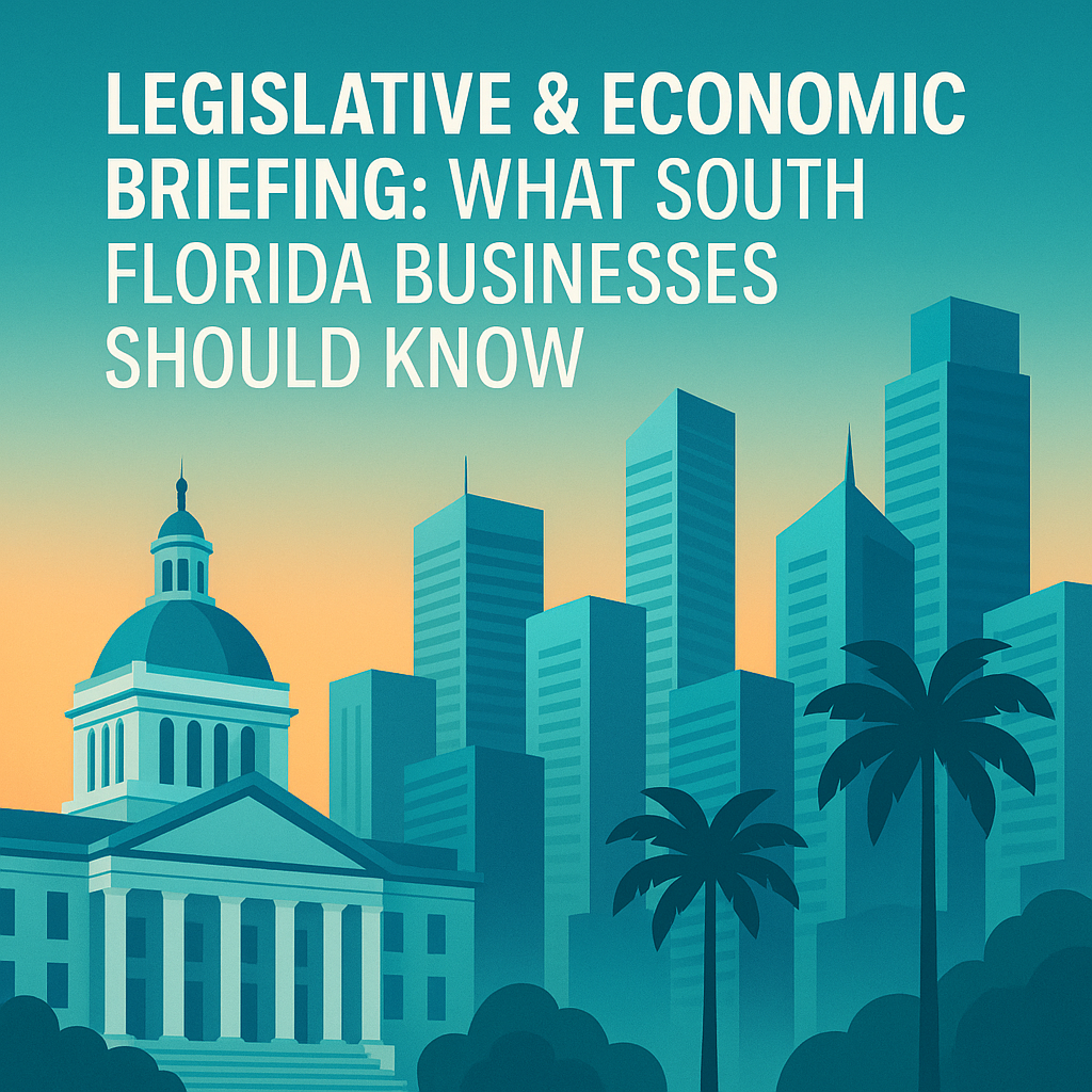 Image of South Florida background with text "Legislative & Economic Briefing: What South Florida Businesses Should Know"